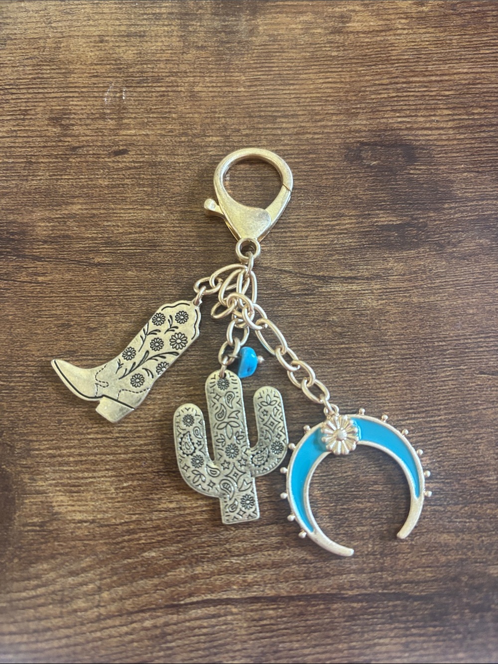 Gold-Tone Turquoise Bag Charm
